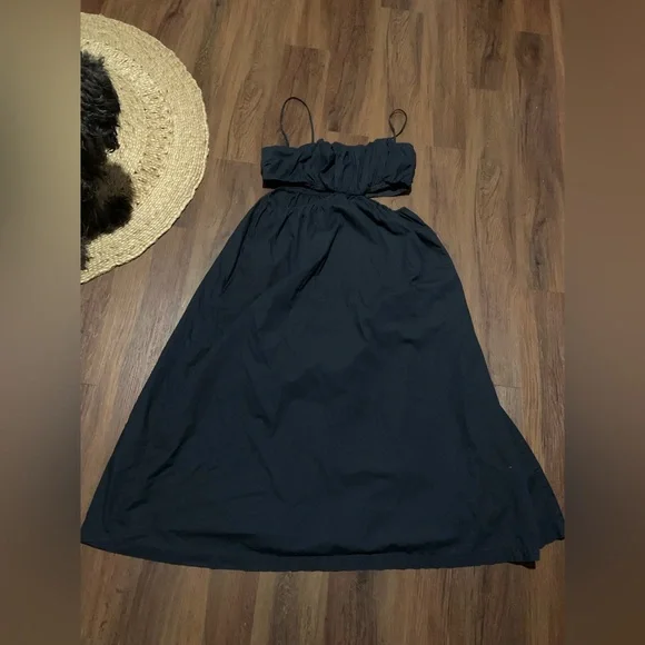 Abercrombie and Fitch black cotton maxi cut out dress casual fall formal boho XL - Picture 3 of 5